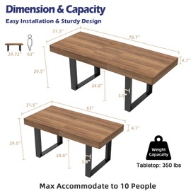 STHOUYN 63”-79” Extendable Dining Room Table, Modern Farmhouse Wooden Kitchen Table, Long Expandable Dining Table for 6 8 10, Large Expanding Table Conference Table (Walnut Brown) (Walnut Brown)