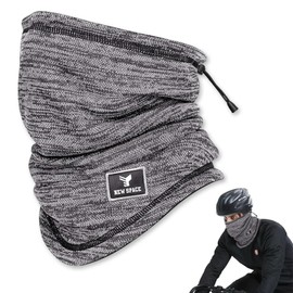 yotutun Men's Winter Thermal Neck Tube with Drawstring Fleece Neck Warmer Scarf with Drawstring Multifunctional Scarf Loop Scarf for Winter Sports, Motorcycle, Bike, Ski, gray
