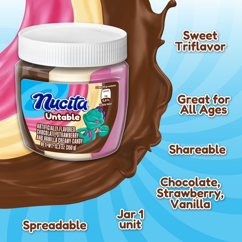 Nucita Trisabor Spreadable, Creamy Candy Chocolate, Vanilla and Strawberry 12.35