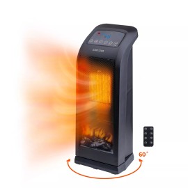 Comfort Zone Oscillating 18" Tower Space Heater with 3D Flame and Remote Control