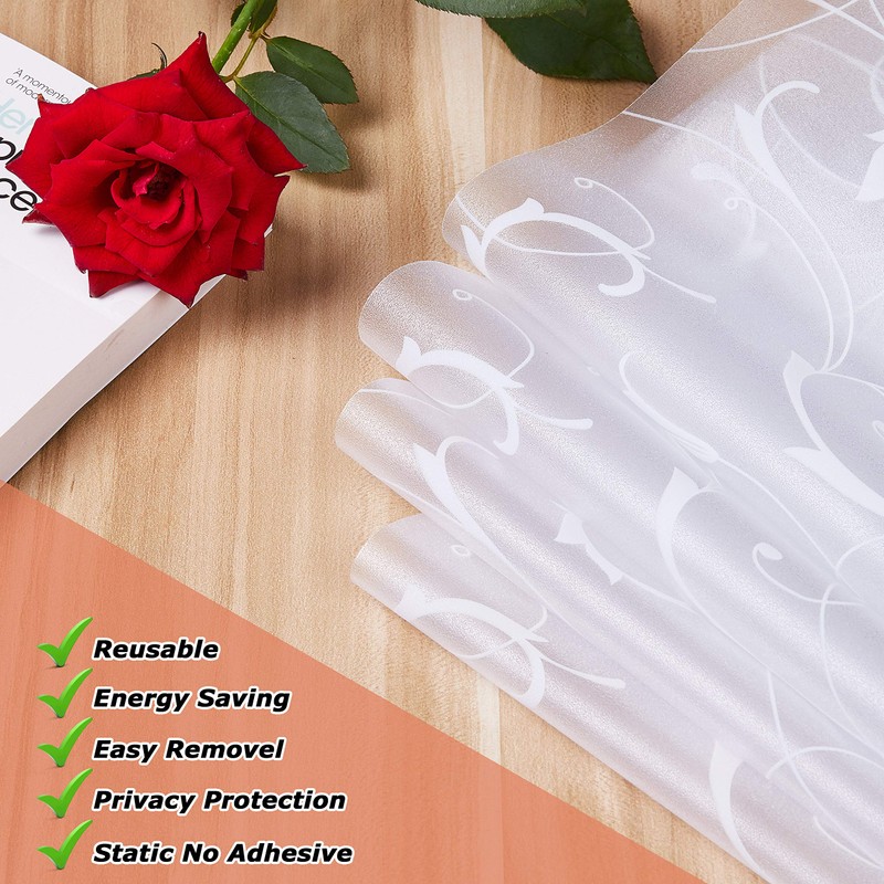 LEMON CLOUD Window Privacy Film, No-Adhesive Static Decorative Window Film,