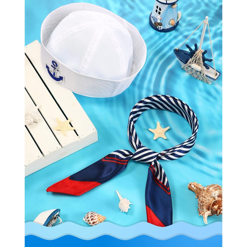 Geyoga Sailor Hat and Scarf Set for Women Men Sailor