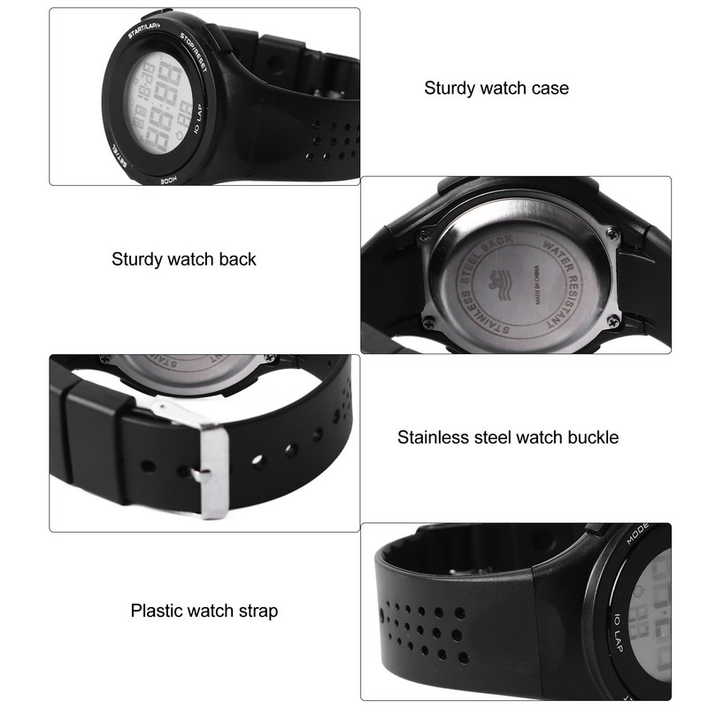 LED Digital Watch Waterproof Clear Display Breathable Strap Electronic Watch