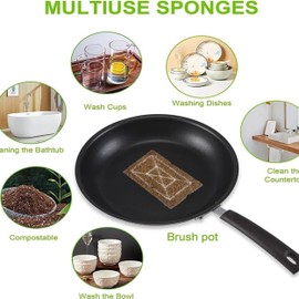 Naturenexus 6 Hand Knited Coconut Kitchen Scrubber with 3 Bamboo Kitchen Wipes | Natural Eco-Friendly Cleaning Pads for Utensils and Surfaces | Indian Household Kitchen Essentials