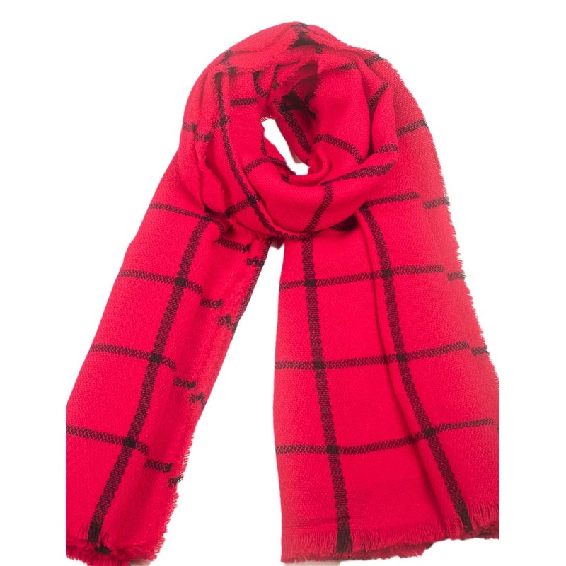 iB-iP Women's Checked Warm Large Oversized Scarf, red