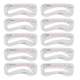 UEIOAVL Eyebrow Colours, 10 Stück Augenbrauenkarten für Frauen, wiederverwendbare Vorlagen in verschiedenen Augenbrauenformen, Make-up-Tools für Anfänger