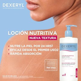 DEXERYL, Loción Nutritiva para Piel Seca a Muy Seca, Nutre por 24 Horas, Textura Ligera de Rápida Absorción, Rostro y Cuerpo, 500 ml