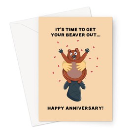 LEMON LOCO Funny Wedding Anniversary Cards For Husband And Wife (It's Time To Get Your Beaver Out... Happy Anniversary Card)