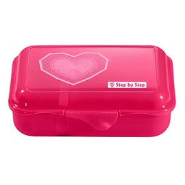 Step by Step Glitter Heart Hazle Lunch Box with Divider and Click Closure, Dishwasher Safe, BPA-Free, for School and Nursery, 0.9 L
