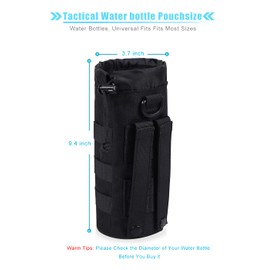 ANJINU Molle Water Bottle Holder, Water Molle Attachments, Molle Water Bottle Pouch, Tactical Backpack Attachment Pouches (Black)