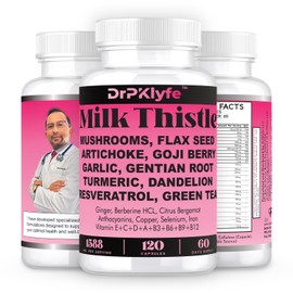 DrPKLyfe Milk Thistle Capsules for Liver Detox & Cleanse Support – with Dandelion Root, Resveratrol, Artichoke, Moringa, Silymarin – 120 Capsules (60-Day Supply)
