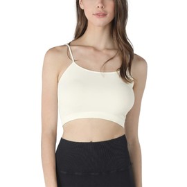 NIKIBIKI Women Seamless Classic Crop Top Bralette, Made in U.S.A, One Size (Ivory)