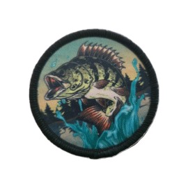 Unbranded Jumping Bass Circle Patch Sew On Fishing