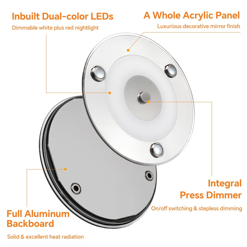 CamperXlite 4" RV Boat LED Dome Light 12V Acrylic Interior
