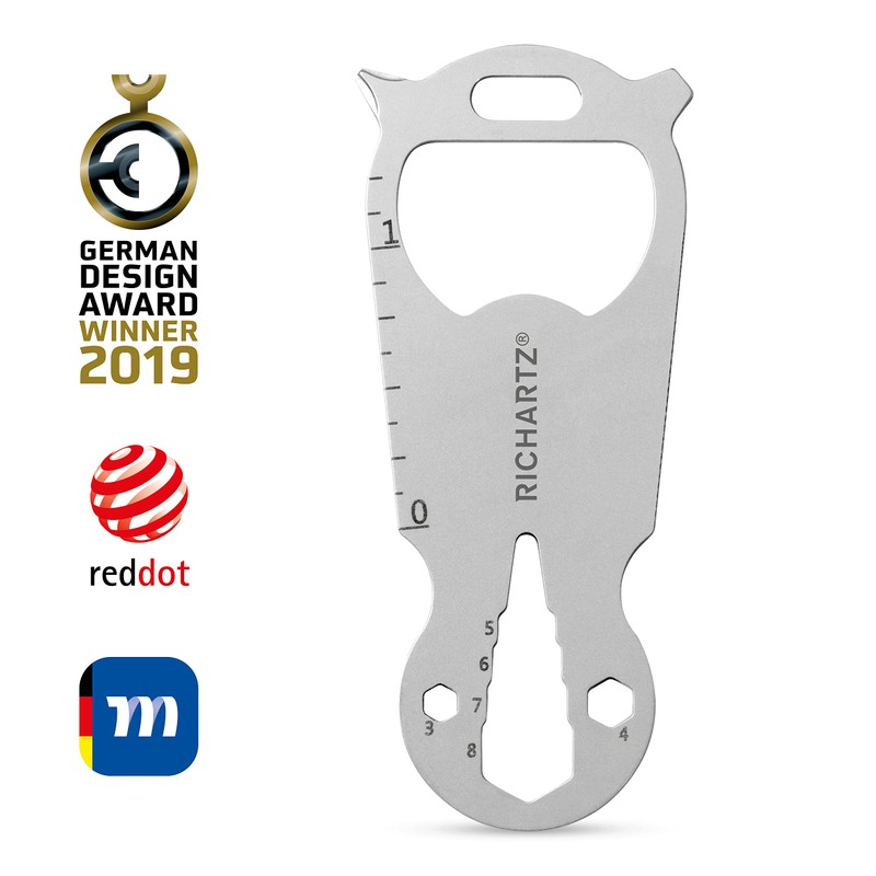 RICHARTZ Key Tool Shop Multitool Keyring 14 Practical Functions High-Quality