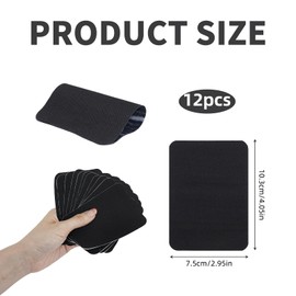 Fabric Iron-on Patches Inside & Outside Strongest Glue 100% Cotton Black Repair Decorating Kit 12 Pieces, for Quick and Easy Repairs on Clothes, Jackets Iron on Patches for Clothing