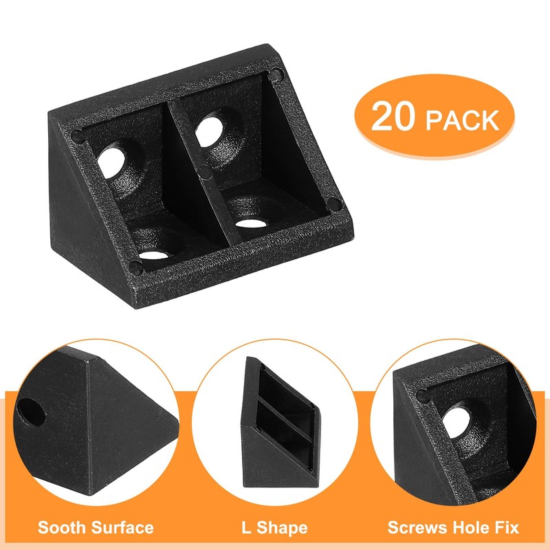 sourcing map 20Pcs Plastic Corner Braces, 90 Degree Corner Bracket,