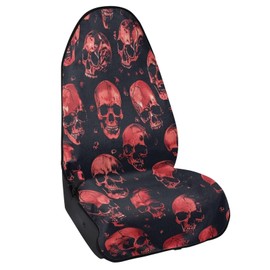 PCSJRKG Skull Print Sweating Car Seat Cover, Waterproof Car Seat Protector Bucket One-Piece Car Seat Protector from Sweat, Universal Fit for Cars Trucks, Red