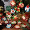 Yalikop 16 Pcs Christmas Photo Frame Ornaments Wooden Santa Claus