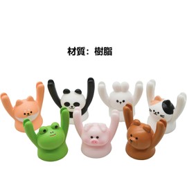 7pcs Animal Message Memo Card Stand Resin Figurine Animal Storage Figurine Cute Hand Raising Animal Business Card Photo Clip Desktop Card Message Notebook Memo Folder Digital Clamp Office Home School