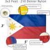 Anley Everstrong Philippines Flag 3x5 Ft Embroidered Filipino Philippine Banner