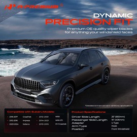 A-Premium Pack of 2 Front Windshield Wiper Blades with Wear Indicator & Towel - Compatible with Subaru Impreza 2012-2016, CrossTrek, XV Crosstrek, Solterra, WRX, WRX STI - 26" and 16", Hook Connector