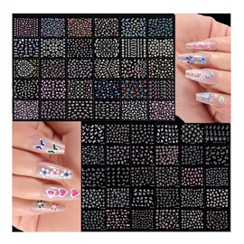 ESUOHYM 60 Sheets Colorful Nail Art Stickers Decals Ombre Flower Butterfly Hearts 3D Decorative Summer Nail Stickers Self Adhesive Must Have Nail Tech for DIY Design
