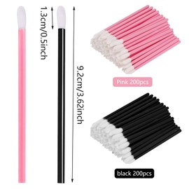 400 Pcs Lip Applicators Disposable, Lip Brush for Lipstick Applicator Makeup Brushes Lip Gloss Applicator Wands (Black*200, Pink*200)