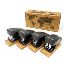 Aria Premium Mini Stapler Set by PraxxisPro - with Built-in Staple Removers, 2000 Standard Staples Included - for Office, School, and Travel (All Black)