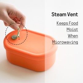 Premium Korean-Made Silicone Airtight Food Container with Steam Vent – BPA Free, Leakproof, Microwave & Freezer Safe Meal Prep. & Leftovers Storage (Mandarin Orange, 500ML)
