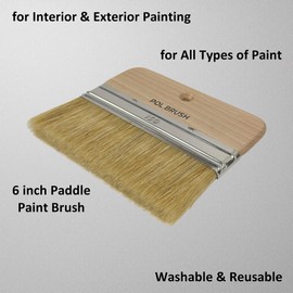 Set of 3 4, 5, 6 Inch Flat Paddle Paint Brushes - High European Quality - Natural Bristles No Handle - for Home, Wood, Walls, Art, Trim & Furniture - for Acrylic, Oil, Stain, Chalk & Latex Paints