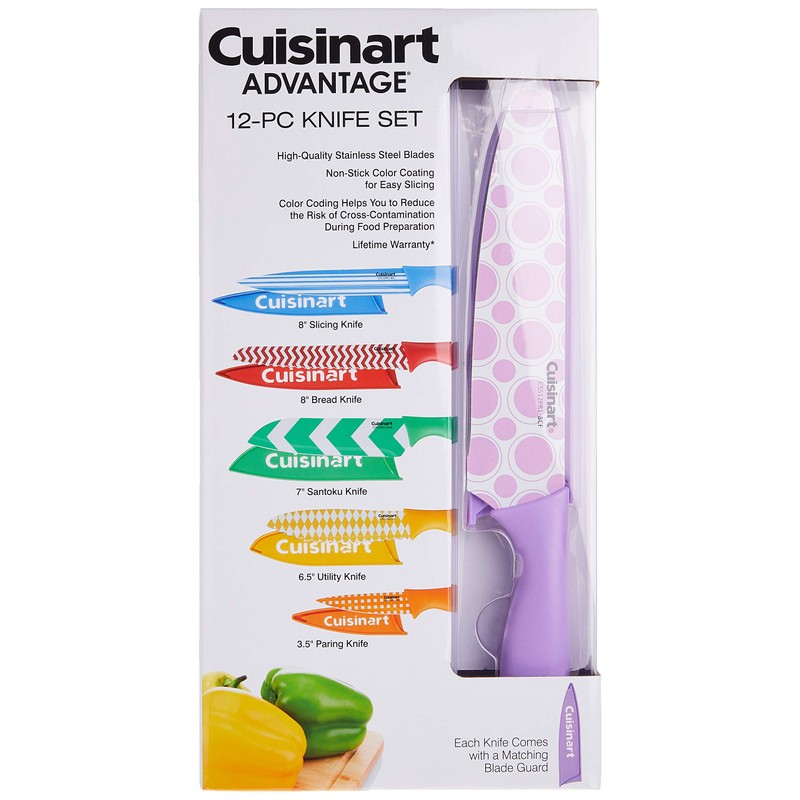 Cuisinart C55-12PR1 12-Piece Printed Color Knife Set with Blade Guards,