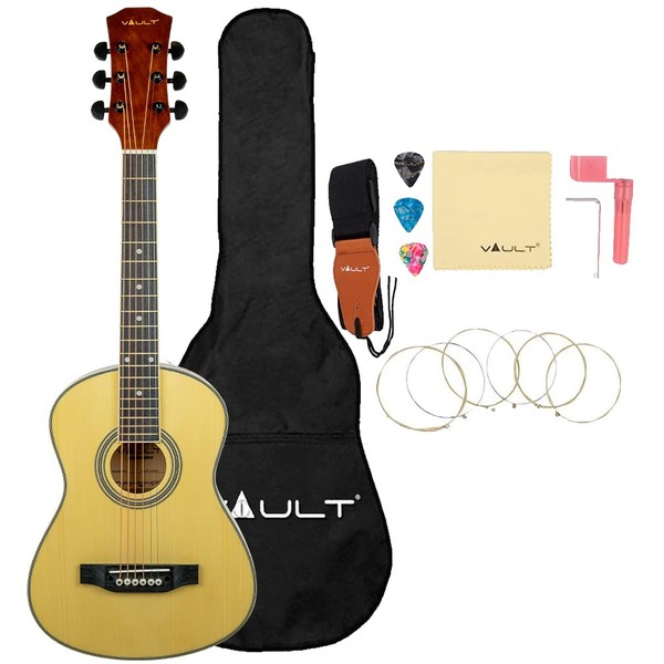 Vault Junior 1/4-Size [30.5-Inch] Kids Acoustic Guitar - Natural Bundle