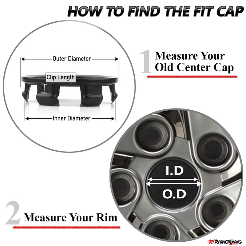 RhinoTuning Wheel Hub Caps Outer 66 mm Inner 61 mm