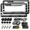 American Flag License Plate Frames - 2 Pack Black Patriotic
