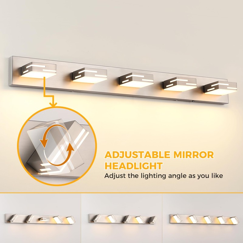 MKBNG 5-Light 5CCT Modern Bathroom Vanity Light Fixtures, 40-Inch 350°