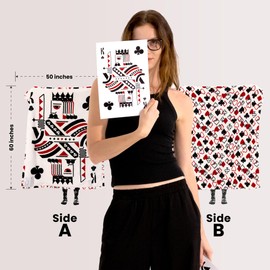 blunique Heated Electric Blanket Throw 50 x 60” Double Sherpa Heating Throw Blanket Reversible Ultra Cozywith Smart 6 Heating Setting & 4 Hours Auto Off,King of Spades with Red, Black and White Back