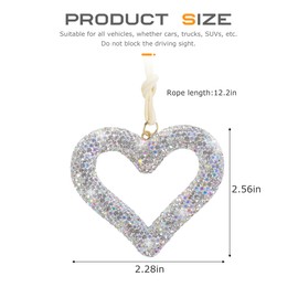 SCUARI Heart Shaped Crystal Car Accessories for Women,Car Accessories Car Decor,Rear View Mirror Accessories,Bling Rhinestone Car Accessories for Women,Diamond Car Hanging Ornament for Car (Silver)