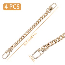 YHSKJCD 4 Pcs Bag Strap Extender, Purse Extender Chain, 21cm Golden Aluminum Flat Chain Straps for Crossbody Bags Handbags Clutches Handles