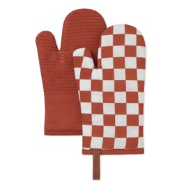 Folkulture Oven Mitts Heat Resistant 12" x 5.5" or Silicone Oven Mitts, 100% Cotton Oven Mits/Glove Set or Oven Mitts Cute, Kitchen Oven Mitt Set, Cute Kitchen Mittens (Checkmate)