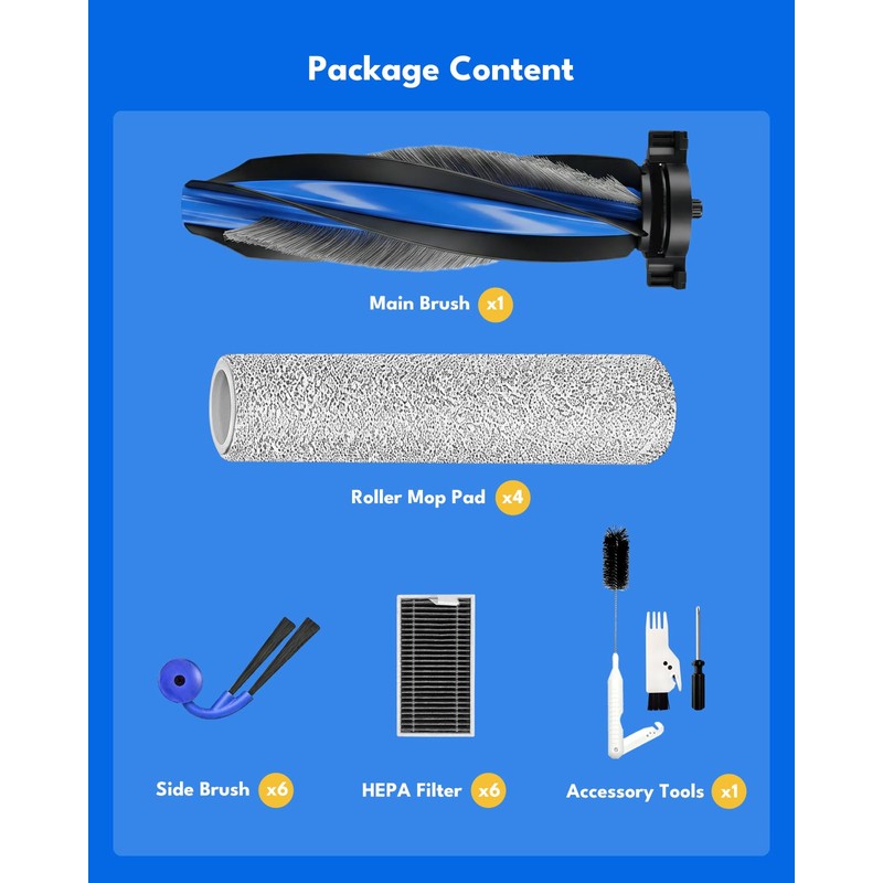 X12 OmniCyclone accessories for ECOVACS Deebot,20PCS Replacement Parts include:1 Main