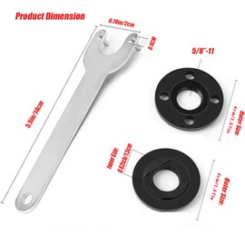 Grinder Flange Angle Wrench Metal Lock Nut Fit for DW Milwaukee Makita 193465-4 Compatible with Bosch Black & Decker Ryobi 4.5" 5" 5/8-11 (1 wrench, 3 inner nuts, 3 outer nuts)