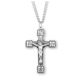 Large 925 Sterling Silver Alpha & Omega Crucifix Rosary Cross Necklace