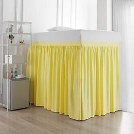 Extended Dorm Sized Bed Skirt Panel with Ties (3 Panel Set) - Limelight Yellow (for Raised or lofted beds)
