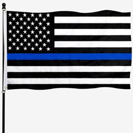 tnpun Police Flag Thin Blue Line Flag 4x6 Embroidered Blue Lives Matter Flags Vivid Color with 2 Brass Grommets 4 Rows of Stitches for Outdoor Heavy Duty Stripe Police Flag Banner