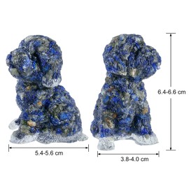 Nupuyai Lapis Lazuli Crystal Stone Statue Poodle Dog Figurine, Pocket Resin Stone Animal Figure Ornament Home Office Good Luck Decor