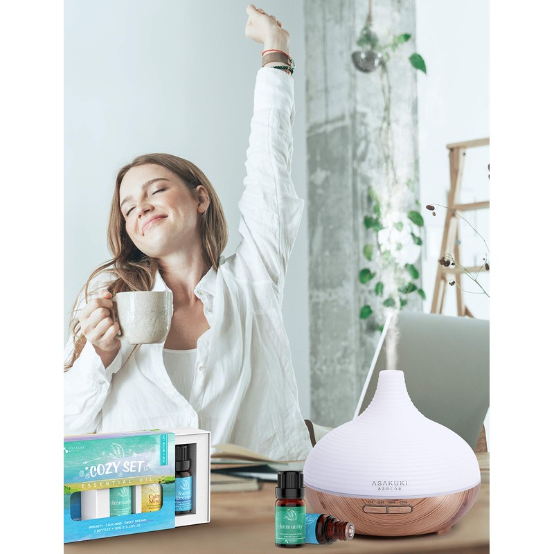 ASAKUKI Top3 Blends Essential Oils Cozy Set Theraputic Grade Aromatherapy