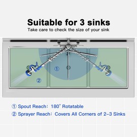 Commercial Faucet with Sprayer for Kitchen Cook : Akwadu Wall Mount Commercial Kitchen Faucet with Pull-Down Pre Rinse Sprayer 8" Center with 12" Add-On Spout - 36" Height Sink Faucets for Staff Chef