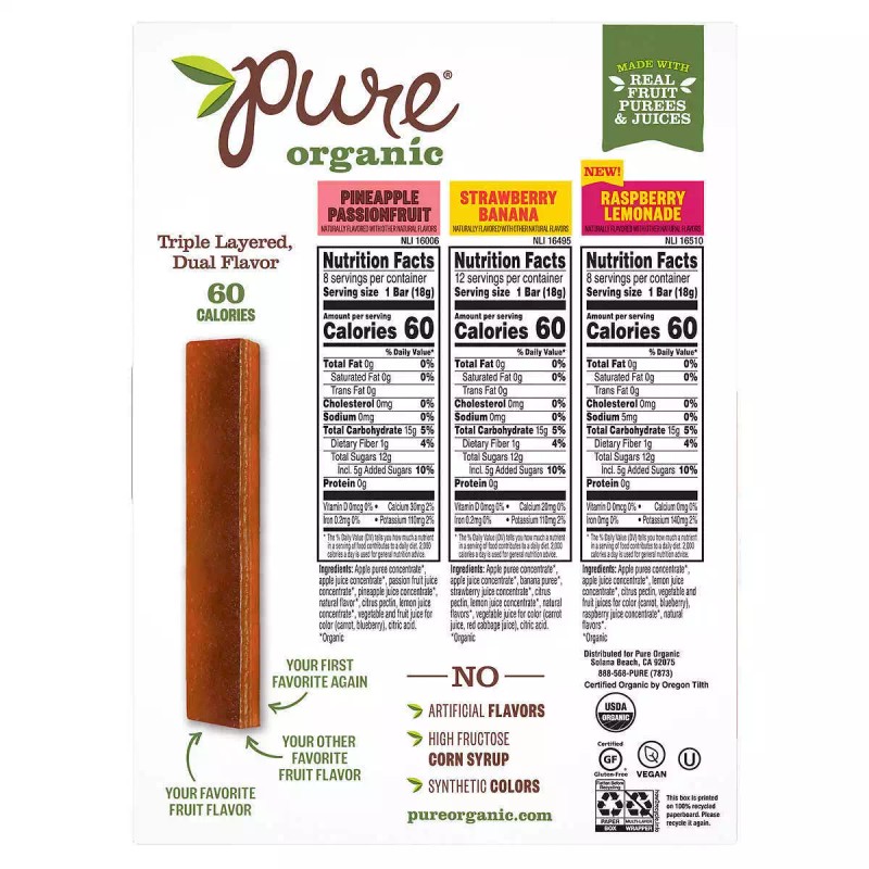 Pure Organic Layered Fruit Bars 3 Veriety Pack, 28-count, 17.64