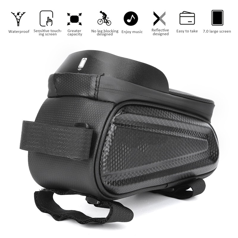 PVC Black Hard Shell Waterproof Performance Touching Screen Bike Bag